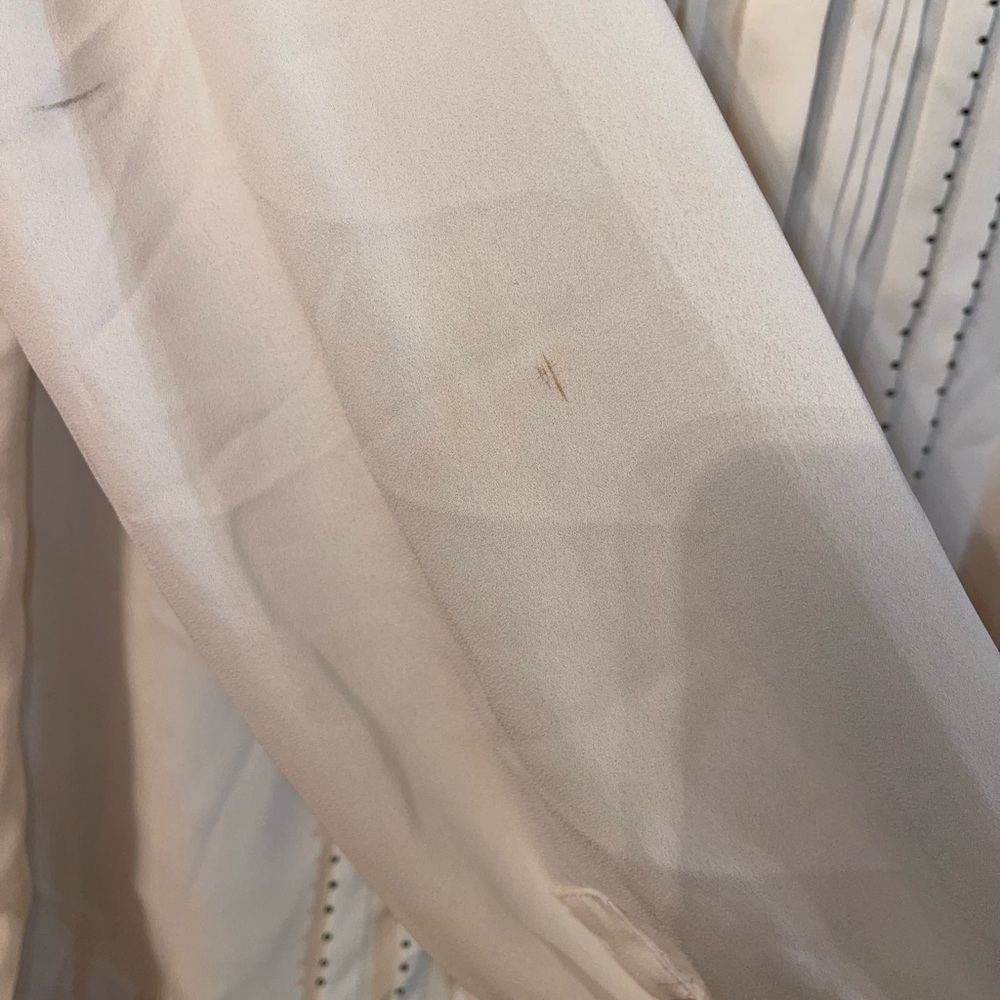 White House Black Market sheer button up ruffle blouse - Picture 5 of 10